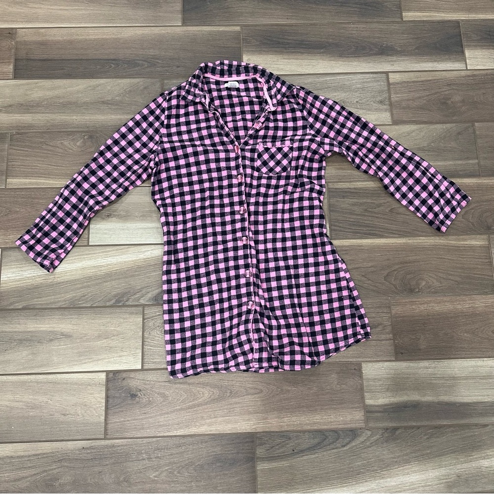 Relativity Pink and Black Plaid Pajama Top